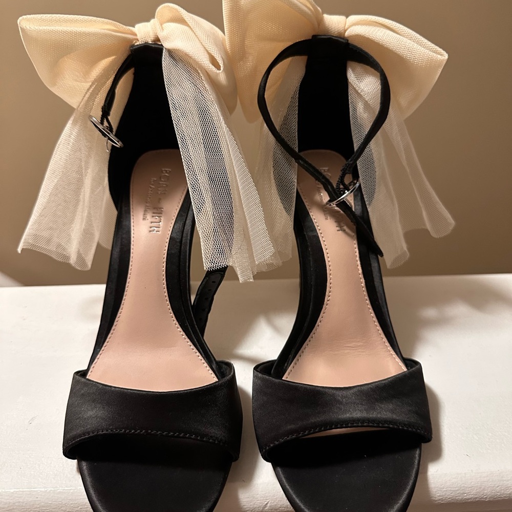 ANTONIO MELANI Black and Cream Bow Heels wedding shoes